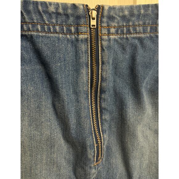 Ann Taylor Loft Women Denim Jean Skirt Size 2 Lace Front Back Zipper Cotton EUC - Picture 5 of 7